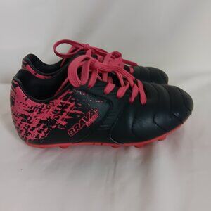 Kids Youth Girls Pink And Black Soccer Cleats Size 11D Brava Outdoor